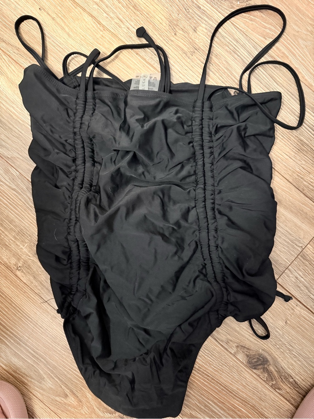 Aqua Black Ruched One-Piece Swimsuit - Picture 4 of 4